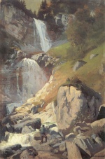 Eugen Bracht  - paintings - Fetschbach Fall by Linthal