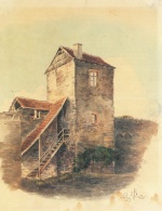 Eugen Bracht  - paintings - Hinkelsturm mit Stadtmauer