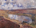 Eugen Bracht  - Peintures - Etang sur la lande (jour d´été)