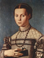 Angelo Bronzino - Bilder Gemälde - Portrait eines Mädchens mit Buch