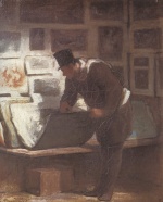 Honoré Daumier - Peintures - L amateurs de gravures