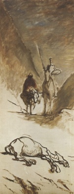 Honore Daumier - paintings - Don Quichotte und das tote Maultier