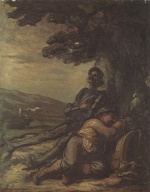 Honore Daumier - Bilder Gemälde - Don Quichotte und Sancho Pansa unter einem Baum