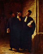 Honore Daumier - Bilder Gemälde - Drei Anwälte im Gespräch