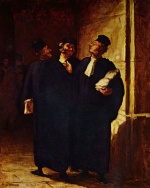 Honore Daumier - paintings - Drei Anwaelte im Gespraech