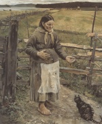 Akseli Gallen Kallela - paintings - Alte Frau mit Katze