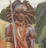 Akseli Gallen Kallela - Peintures - Guerrier kikuyu