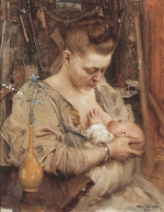 Akseli Gallen Kallela - Peintures - Madonna-Mar Gallen allaitant Marjatta 