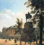 Eduard Gaertner  - Bilder Gemälde - Unter den Linden mit Denkmal Friedrichs II