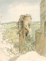 Adrian Ludwig Richter - Peintures - Ruines du château Frauenstein