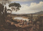 Joseph Anton Koch - Peintures - Région du Tibre à Rome avec paysans joyeux 