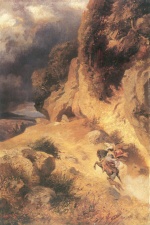 Edmund Friedrich Kanoldt - Peintures - Didon and Enée à la chasse