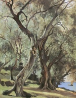 Edmund Friedrich Kanoldt - Peintures - Oliveraie près de Torbole