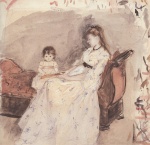 Berthe Morisot - Bilder Gemälde - Edma, die Schwester der Künstlerin, mit ihrer Tochter