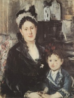 Berthe Morisot - Bilder Gemälde - Porträt von Mme. Boursier und ihrer Tochter