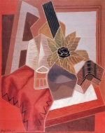 Juan Gris - Bilder Gemälde - Blume auf Tisch