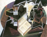 Juan Gris - Bilder Gemälde - Buch, Pfeife und Gläser