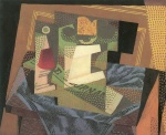 Juan Gris - Bilder Gemälde - Fruchtschale auf einem Tischtuch