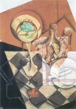 Juan Gris - Peintures - Coupe de fruits et carafe