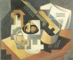 Juan Gris - paintings - Gitarre und Fruchtschale