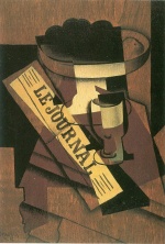 Juan Gris  - Peintures - Compotier, verre et journal