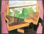 Juan Gris  - Bilder Gemälde - Offenes Fenster mit Hügeln