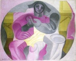 Juan Gris  - Bilder Gemälde - Sitzender Harlekin