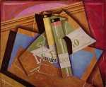 Juan Gris  - Bilder Gemälde - Stillleben mit Bordeauxflasche