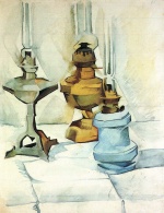 Juan Gris  - Peintures - Nature morte avec trois lampes