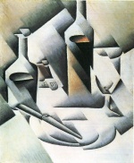 Juan Gris  - paintings - Stillleben mit Flasche und Messer