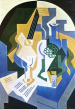 Juan Gris  - Bilder Gemälde - Stillleben mit Fruchtschale und Mandoline