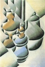 Juan Gris  - Peintures - Nature morte avec lampe à huile