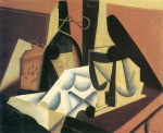 Juan Gris  - Bilder Gemälde - Stillleben mit weißem Tischtuch