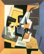 Juan Gris  - Peintures - Violon et verre