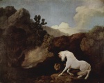 George Stubbs - Bilder Gemälde - Das von einem Löwen erschreckte Pferd