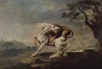 George Stubbs - Bilder Gemälde - Der Löwe greift ein Pferd an