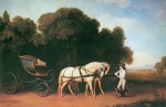 George Stubbs - paintings - Park Phaeton mit Paar weisser Ponys unter der Führung eines Stalljungen mit Hund