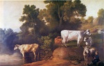 George Stubbs - Peintures - Bétail au bord de la rivière