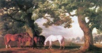 George Stubbs  - Peintures - Juments et poulains dans un paysage de forêt