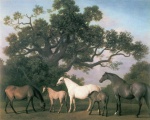 George Stubbs  - paintings - Stuten und Fohlen unter einer Eiche