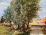 Adolf Friedrich Erdmann von Menzel - Bilder Gemälde - Bauplatz mit Weiden