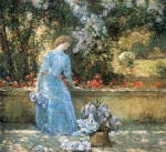 Childe Hassam - Peintures - Dame dans un parc