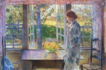 Childe Hassam - Peintures - La fenêtre aux poissons rouges