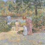 Childe Hassam  - Bilder Gemälde - Die Treppe herabsteigend, Central Park