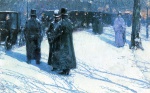 Childe Hassam  - Bilder Gemälde - Drosckenstand bei Nacht, Madison Square