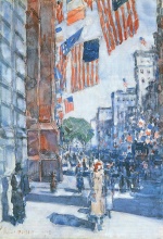 Childe Hassam  - Peintures - Drapeaux, 5ème Avenue