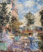 Childe Hassam  - Peintures - Dans un jardin à la française