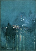 Childe Hassam  - Bilder Gemälde - Nocturne, Railway Crossing, Chicago
