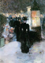 Childe Hassam  - Peintures - Nocturne parisien