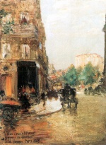 Childe Hassam  - Peintures - Scène de rue à Paris 